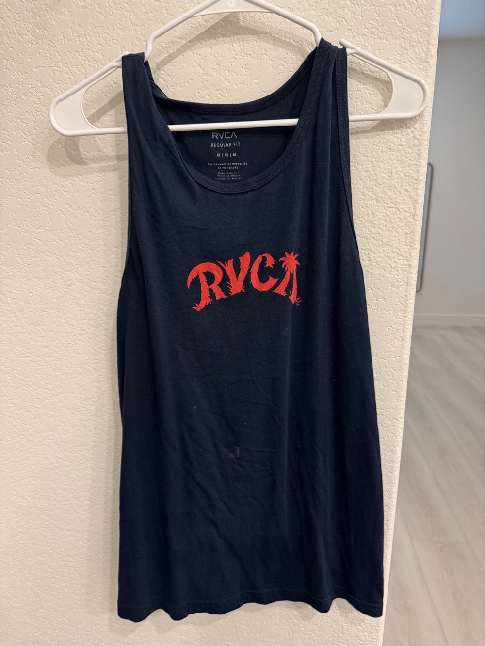 RVCA Navy Tank with Red Graphic Logo
